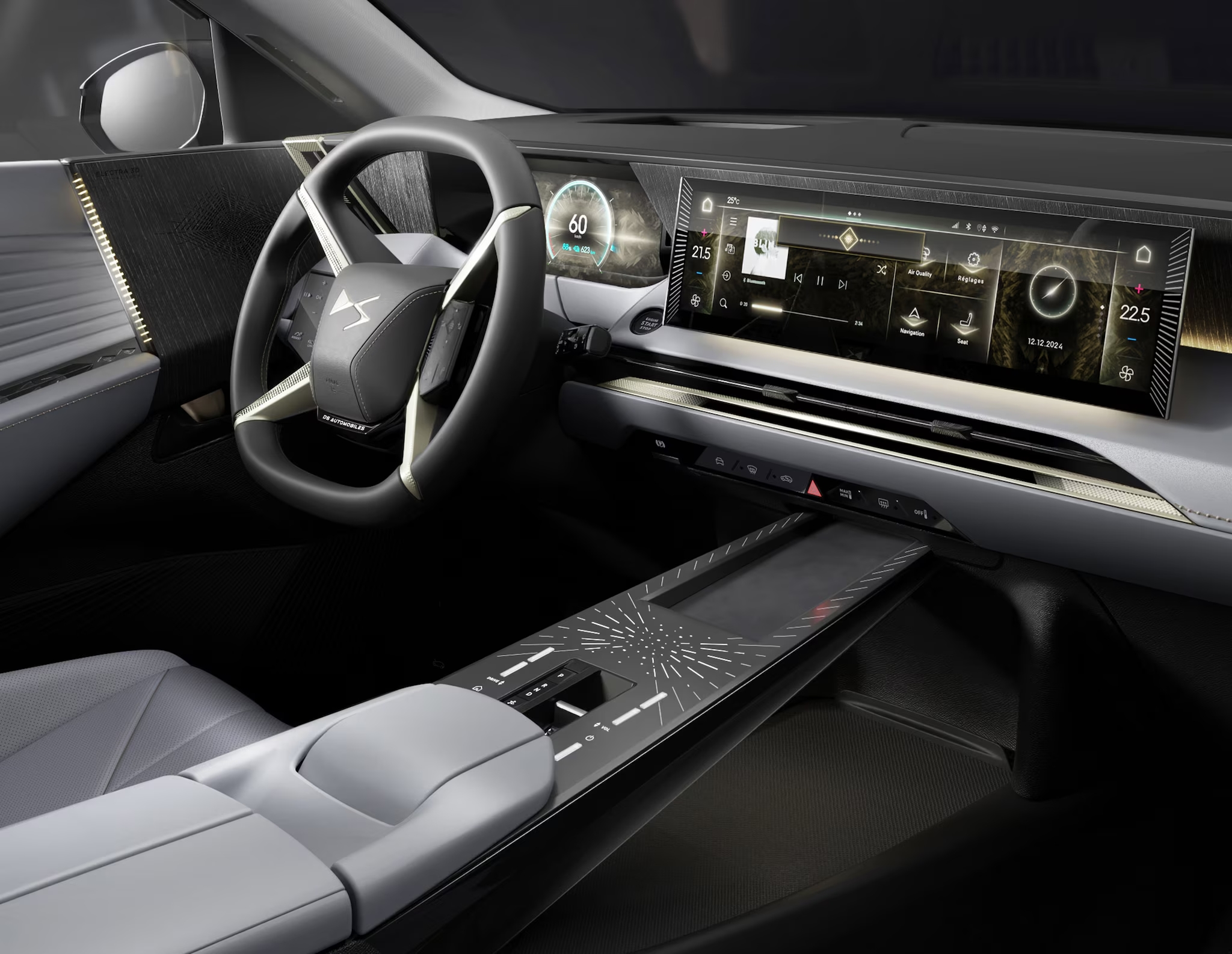DS N°7 E-Tense intérieur Cuir Nappa sièges et écran DS Iris System 16 pouces