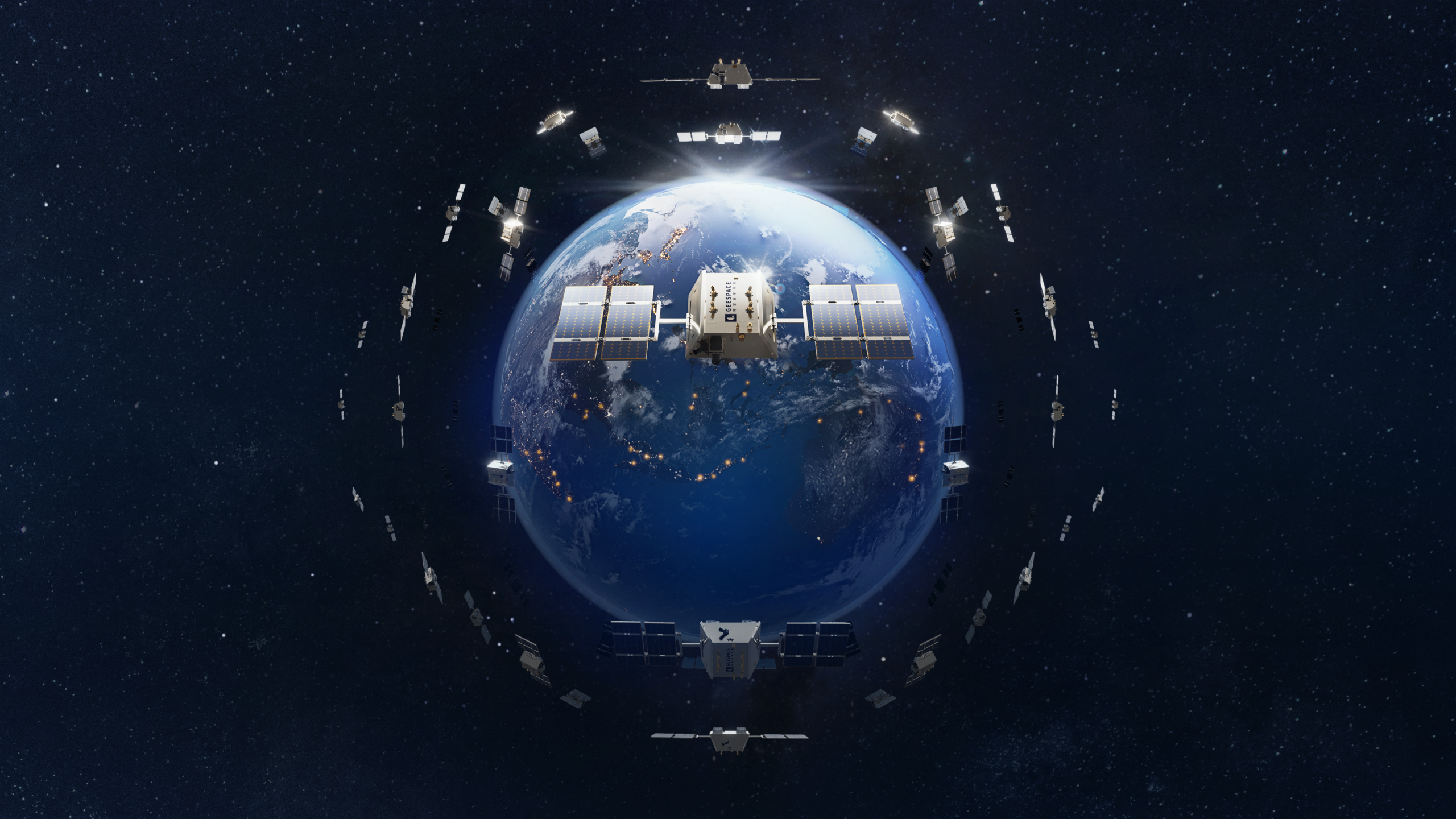 Satellite Geespace en orbite autour de la Terre pour la constellation GEESATCOM