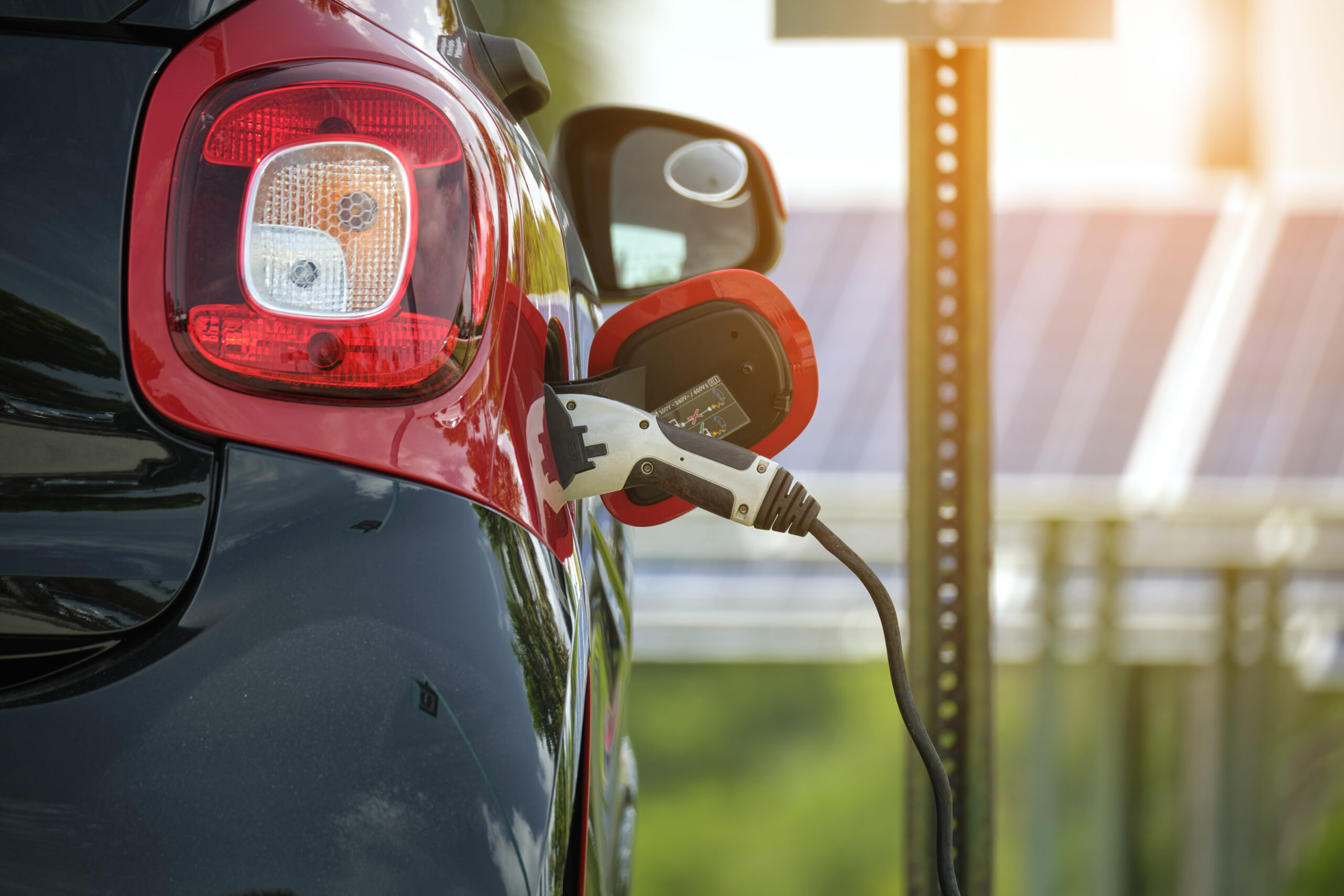 VE branché sur borne électrique 
