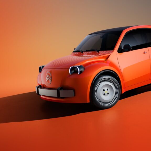 Citroën 2 CV Concept 2026 vue trois quarts avant, carrosserie Rouge Infra Red