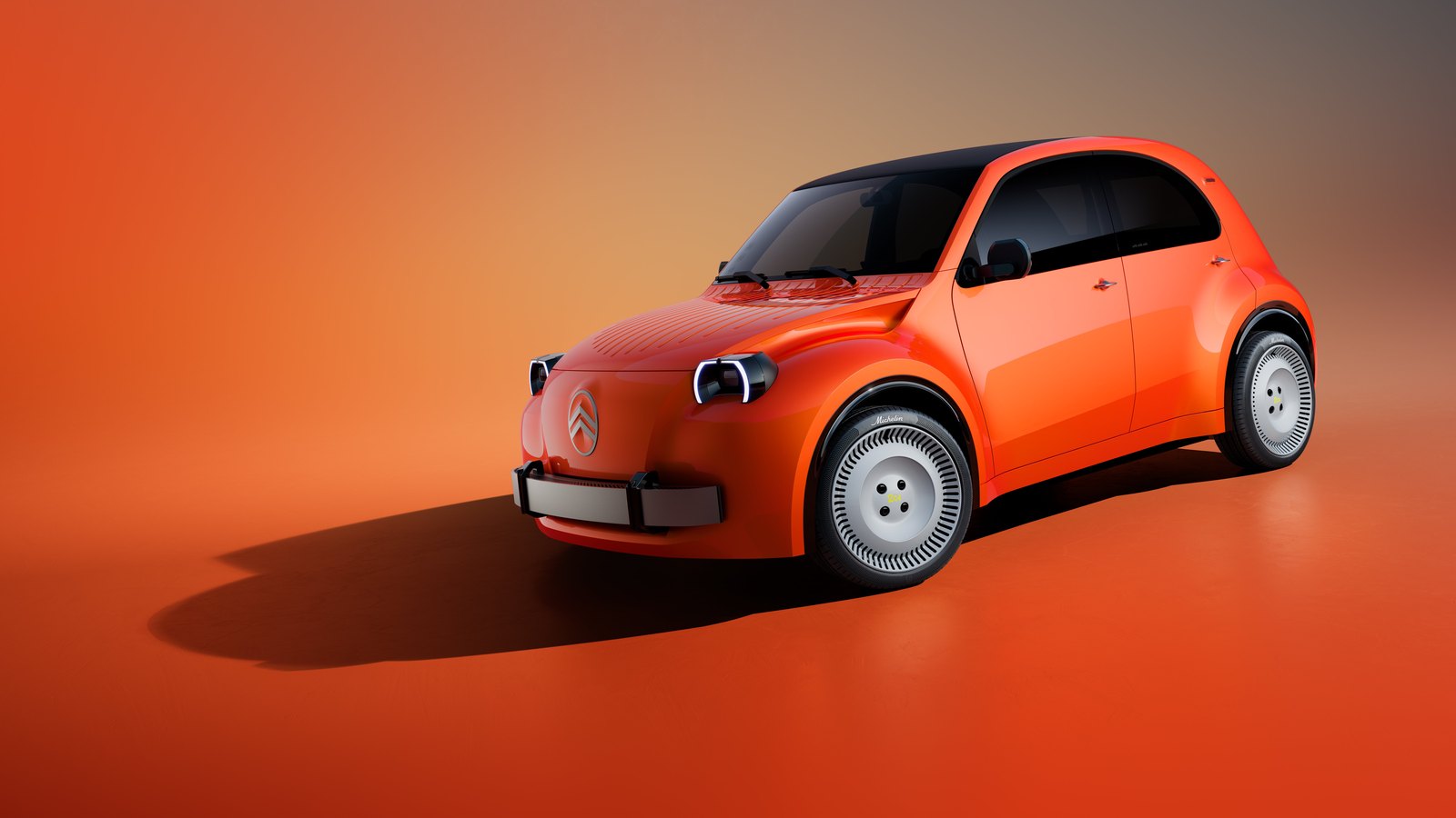 Citroën 2 CV Concept 2026 vue trois quarts avant, carrosserie Rouge Infra Red
