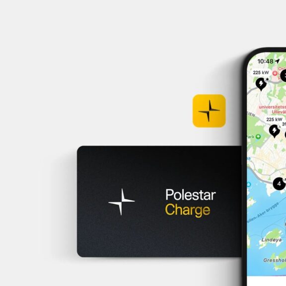 Carte Polestar Charge et application de recharge affichant une carte des bornes