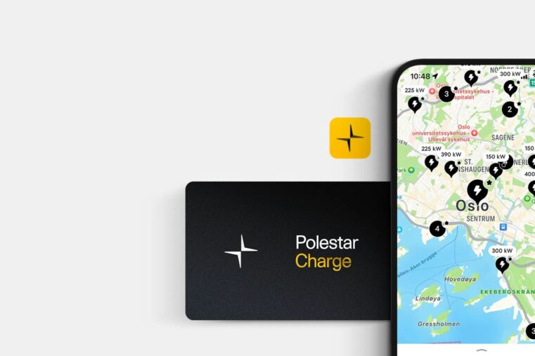 Carte Polestar Charge et application de recharge affichant une carte des bornes